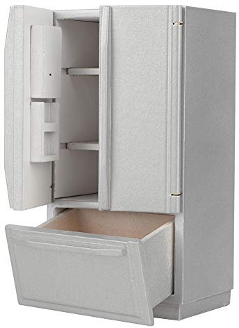1:12 Refrigerador de Madera de Casa de muñecas , Modelo de Mini Cocina Modelo Decorada de casa de muñecas Realista(Gris)