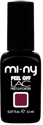 MI-NY Smalto Semipermanente Peel Off rosso, Merlot, Gel senza Base e Top Coat, Rimozione con Acqua Calda, Formula Vegan Friendly, Durata Fino 15 Giorni, Manicure Rapida in 5 minuti