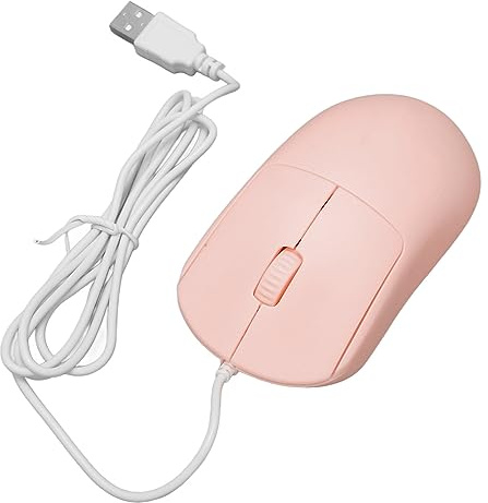 Aeun Ratón con Cable Óptico, Puerto USB Material ABS Ampliamente Compatible Fácil de Usar Plug and Play Ratón para Computadora Diseño Ergonómico con Cable 1200DPI para el Hogar (Rosa)