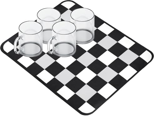 CAREDGO Abtropfmatte Geschirr 30*40cm Trockenmatte PU Spülbeckenmatte Küche Abtropfunterlage Schnelltrocknend Kaffeemaschine Geschirrabtropfmatte Rutschfest Geschirrunterlage Saugfähige für Küche