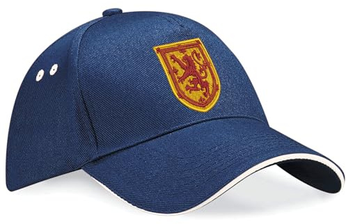 Purple Print House Gorra bordada con insignia de león escocés, unisex, para aficionados al rugby de fútbol, azul marino/blanco, Taille unique