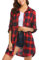 Hotouch Damen Karierte Hemd Karo Langarm Trachtenbluse Baumwolle Hemdbluse Casual Boyfriend Hemden Oberteile HolzfäLlerhemd Flanellhemd Tops Rot M