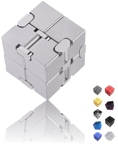 Cubo infinito Fidget Toy – Aleación de aluminio anti-estrés y ansiedad dedo Flip Cube para adultos, hombres y mujeres, juguete de escritorio ideal para el trabajo o el hogar – Cubo infinito juguete de