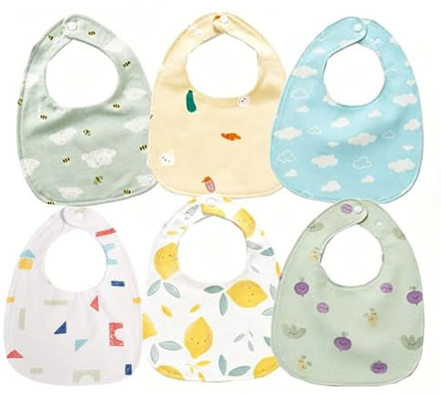 Oaygat 6-pack baby bandana dregelhaklappar bomull tandsprickning haklapp spädbarn matning haklappar mjuka och absorberande bud med justerbara snaps vattentäta dregel haklappar för 0-36 månader unisex