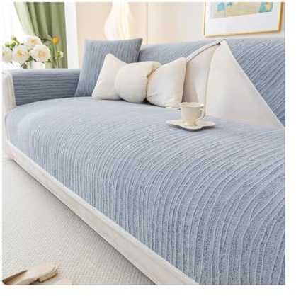 TRQQWEQQ Chenille rutschfeste Sofabezug Sofa Überzug Solide Strukturierte Sofa Überzug Waschbar Für Wohnzimmer Sektionssofa(Blue Gray,110 * 160cm)