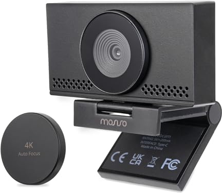 MOSISO 4K Webcam for PC & Laptop with Microphone and Webcam Cover, Auto Light Correction, USB Plug and Play for Live Streaming Video Call Conference Online Lessons Game, Black