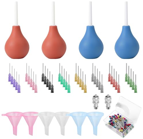 EEEKit 152PCS Pottery Tools Supplies, 3 Ounce Ceramic Precision Applicator Clay Tools Set for Pottery Bottles Glaze, Blue and Pink