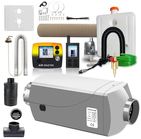 zhongqianji Riscaldatore Diesel 24V 7kW, Guscio in Alluminio, Con Telecomando Bidirezionale, Display LCD, Riscaldatore Diesel Fisso Con Connettore per Aereo, Riscaldatore Fisso per Auto per Camper
