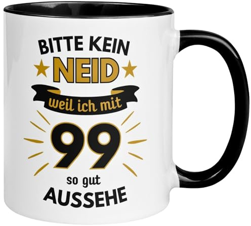 99 Geburtstag Mann Tasse | Bitte kein Neid weil ich mit 99 so gut aussehe | Geschenk für Männer zum 99ten | Geburtstagstasse mit Spruch 99. Geburtstag | 99ter Geburtstagsgeschenk