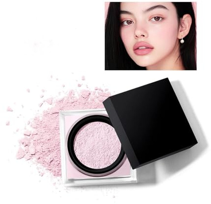 Poudre Fixante, Poudre Libre de Fixation, Finition Mate Naturelle, Contrôle d'Huile, Poudres Correctrice, Multicolore, Éclaircissante, Tenue Durable (#2 Rose, 1)