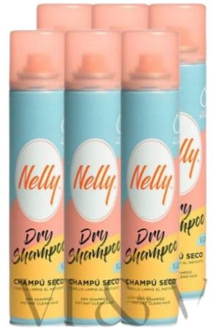 Nelly Champú en Seco Pack Ahorro 6 x 200 ml | Limpieza sin agua, elimina grasa y aporta volumen | Ideal uso diario y viajes