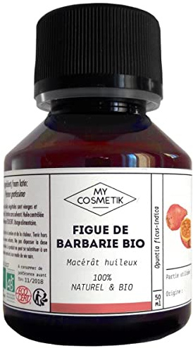 MyCosmetik - Macérât huileux de Figue de Barbarie - BIO AB Issue de l'agriculture Biologique - 100% pure et naturelle - Fabriqué en France - Soins anti-âge - 50 ml
