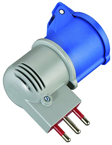 Electraline 80958 Adattatore Spina Italiana Grande 16A Presa Industriale IEC con Coperchio Adatto per Camper, Campeggio, Caravan, Barca, Cantiere, Grigio