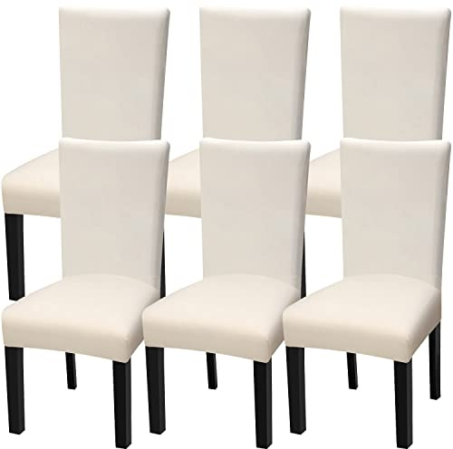 Fuloon 6 Pack Super Fit Stretch Removable Washable Short Dining Chair Protector Cover Seat Slipcover for Hotel, Dining Room, Ceremony, Banquet Wedding Party