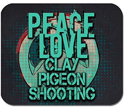 Makoroni - Peace Love Clay Pigeon Shooting - Non-Slip Rubber - Computer, Gaming, Office Mousepad