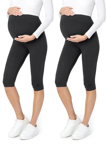 Be Mammy Dams 3/4 Moderskap Leggings Tights 2Pack BE20-229 (2Pack Svarta Prickar/Svarta Prickar, L)