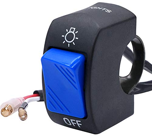 Taiss 12V 7/8″ (22mm) interruttore fari moto Interruttore manubrio moto universale blu Adatto per la modifica fai-da-te di motociclette, motoslitte, fuoristrada, ecc.F001-BU