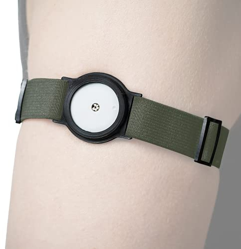 DiaBrothers Freestyle Libre 2 fixeringsband fixeringshållare med justerbart armband – hållare: svart – armband: olivgrön – storlek: M (25–35 cm)