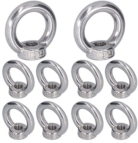 10 piezas de tuerca de ojo de elevación de acero inoxidable con forma de anillo, tuerca roscada para maquinaria forestal(M3)