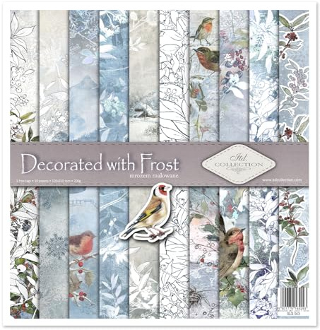 ITD Collection - Scrapbook Papier - Scrapbooking Set - Motivpapier zum Basteln - Dekorpapier 12x12 inches - 310 x 310 mm - 10 Blatt + 1 – Decorated with frost - SLS-043