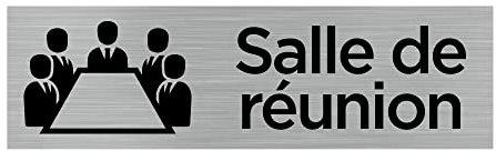 Pictogramme SALLE DE REUNION (Q0090). Signalisation Porte - 170 X 50 mm - Autocollant souple ou plaque alu brossé 2mm. - Plaque aluminium brossé - Plaque aluminium brossé -