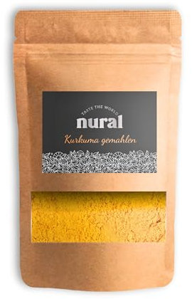 nural Kurkuma gemahlen 100g | Golden Gelbes Kurkuma Pulver: Traditionelles Gewürz für exotische Küche | Kurkuma Gewürz | Curcuma Pulver | Tumeric Powder | Ayurvedisches Gewürz | Curry