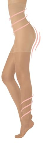 CALZITALY dam Calzitaly Figurformende Shaper Feine Stützstrumpfhose Hoher Taille mit Bauchweg Effekt | Strumpfhose Kompression 8 Mm/Hg Smala formande strumpor med hög midja och mageffekt (1-pack)