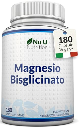 Compléments de Glycinate de Magnésium 1000mg (Bisglycinate) - 180 Capsules Vegan Haute Concentration - Cure de 3 Mois - Fournissant 200mg de Magnésium Élémentaire - Fabriqué en Europe - Nu U Nutrition