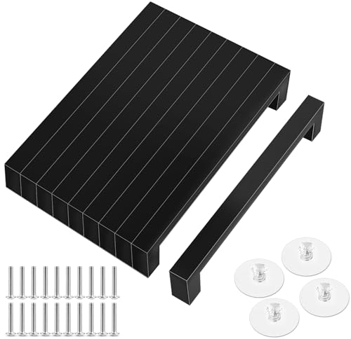 Tufa 10 Stück Möbelgriffe,Schrankgriffe Schwarz Lochabstand 128 mm, Küchengriffe, Schubladengriffe, Küchenschrank Griffe, Möbelgriffe Edelstahl mit 4 Kristallgriffen und 20 Schrauben