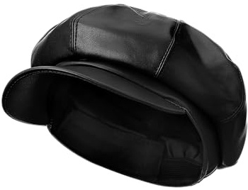 Floraltop Gatsby Newsboy Caps for Women 8 Panel PU Leather Apple Cap Vintage Beret Hat Gatsbie Hat for Women Gift(Black,Classic)