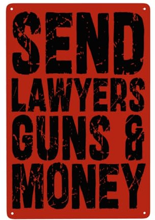 Trewrdt 12x8 Send Lawyers Guns And Money Signs Tin Sign Retro Tin Sign Club Coffee Bar Home Wall Art Decoration Metal Tin Sign