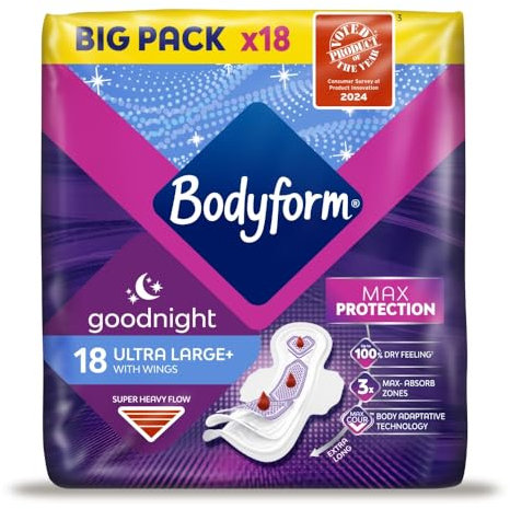 Bodyform Cour-V Ultra Night Sanitary Towels Wings 18 Pack