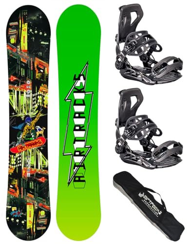 Airtracks Snowboard-Set Herren Snowboard Wide Fun City Freestyle Freeride 152 - Snowboard Bindung Master M - SB Bag