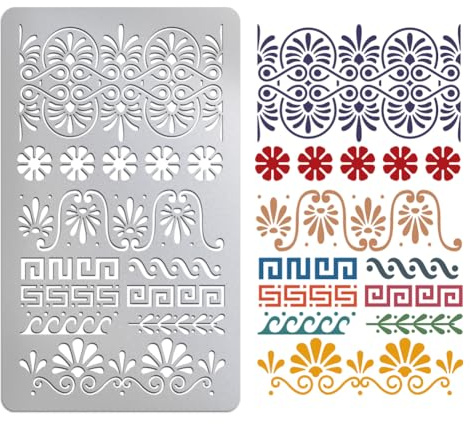 UNICRAFTALE Återanvändbar blomkant metallstencil träbränning blomma stencil mall träsnideri blomkant rostfritt stål schabloner gör-det-själv hantverk dekoration mallar för vägg golv möbler