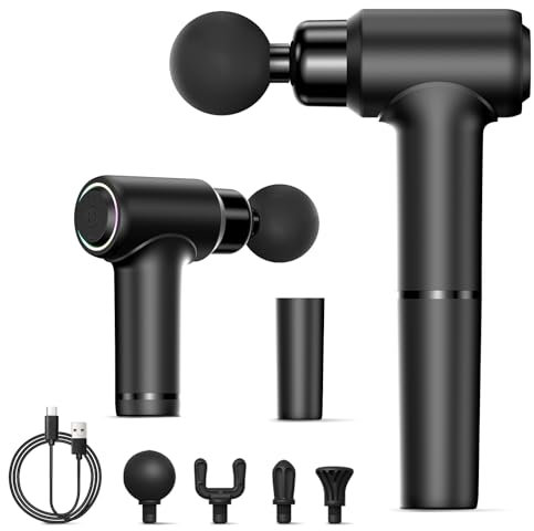 Anluomania Massagepistole, Massage gun, 3200RPM Handmassagegerät, mit 4 Silikon Aufsätze 6 Geschwindigkeiten, Muskel Massagegerät mit USB C Ladeanschluss, Geschenke für Männer/Frauen