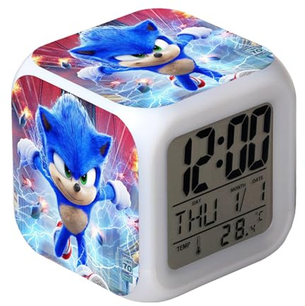 Heartsking Kids Alarm Clock, Digital Clock Bedside LED with Charging Cable, Sleep Trainer Alarm for Kids with 7 Change Color Lights Temperature Calendar Music for Kids Gift Bedroom Bedside