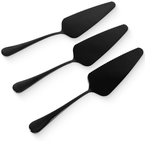 kwinfei 3 Pièces Pelle à Tarte en Acier Inoxydable, 22 cm, Noir Mat, Couverts de Service pour Tartes, Gâteaux, Pizzas et Pâtisseries, Durable, Lavable au Lave-Vaisselle, Design Ergonomique