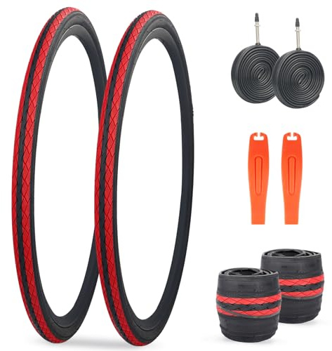 MEGHNA Lot de 2 pneus de vélo de route 700x35c 37-622 avec protection anti-crevaison de 3 mm, pneus de vélo 28 pouces pour vélo de route/vélo gravel/vélo de ville, enveloppe de pneu (pneus rouges