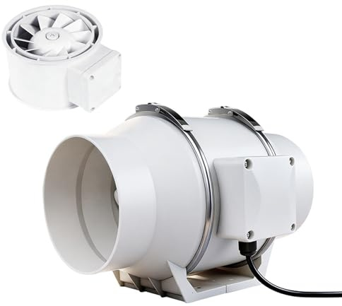 iFCOW 100mm Ventilador de extracción, 220m³/h Ventilador Extractor de Aire ventilador de tubo de Silencioso para baño, cocina, crecer, tienda de campaña, garaje