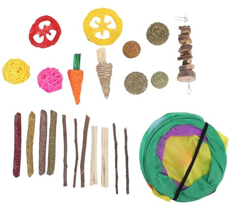 NOENNULL Set di Giocattoli da Masticare per Tunnel per Piccoli Animali Domestici, Accessori per Gabbie per Nascondiglio per Tunnel per Criceti, Tunnel per Nascondigli per Conigli