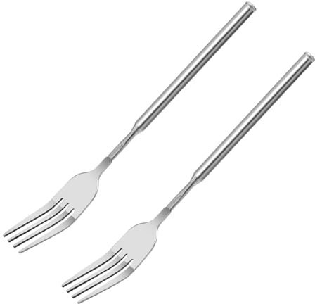 Fourchette Telescopique, 2 Pièces, Fourchettes de Table, fourchettes télescopiques robustes et durables en acier inoxydable, pour manger des cornichons, fondues, 22,1 cm à 64,6 cm