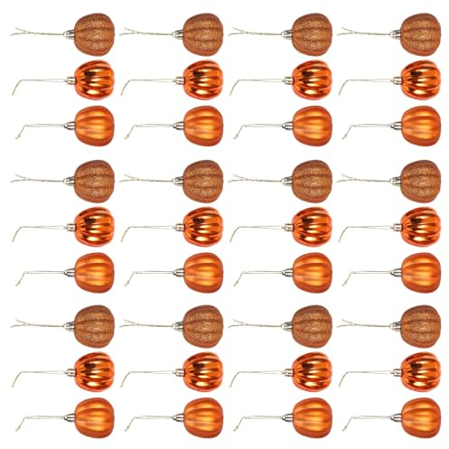 HIAKDOFT 36 Pezzi Mini Zucche Decorative Artificiali in Plastica da Appendere per Decorazioni Autunnali e Albero del Ringraziamento Ornamentali Compatte Resistenti per Interni ed Esterni