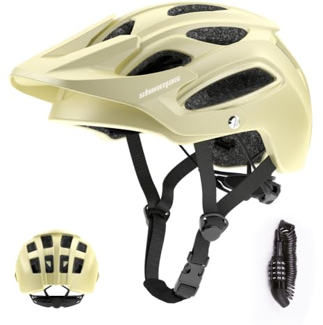 Shinmax Fahrradhelm für Damen und Herren mit Visier, Schloss, MTB & Alltag