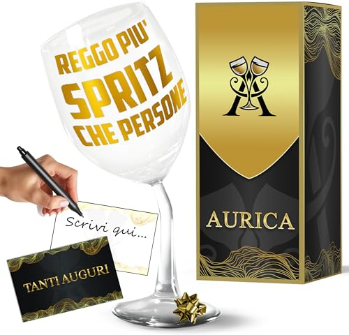 Aurìca Calice Vino Personalizzato REGGO PIÙ SPRITZ CHE PERSONE - Bicchiere Piegato Da 440 ml Per Momenti Di Sincera Evasione! Regalo Divertente Per Chi Apprezza La Tranquillità Con Un Buon Bicchiere