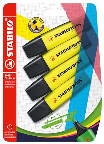 STABILO BOSS ORIGINAL - Highlighter - Pack of 4 - Yellow