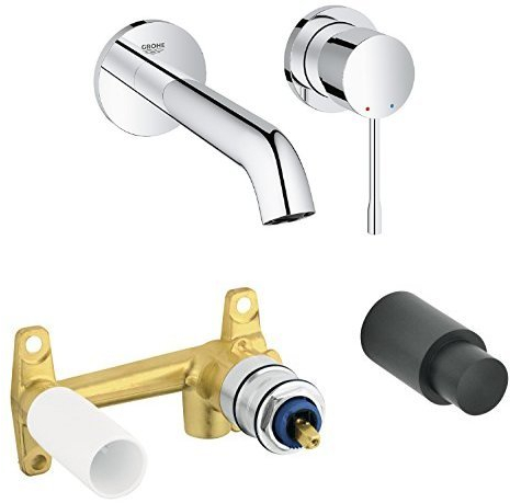 GROHE 32635000|Concealed Body for Single-Lever Mixer & 19408001 Essence Wall-Mounted 2-Hole Basin Tap, Final Assembly Set (Concealed Body Not Included)