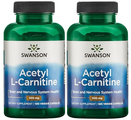 Swanson Acetyl-L-Carnitine - Amino Acid Supplement Promoting Cognitive Health & Muscle Support - Natural Formula May Promote Nervous System Health - (100 Veggie Capsules) (2 Pack)
