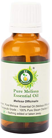 R V Essential Reines Melissa Ätherisches Öl 15ml (0.507 Unzen) - 100% Rein und Natürlich Dampfdestilliert