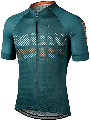 LAMEDA Cycling Jersey Men Short Sleeve Road Bike Bicycle Shirt Reflective Breathable Lightweight Green Medium