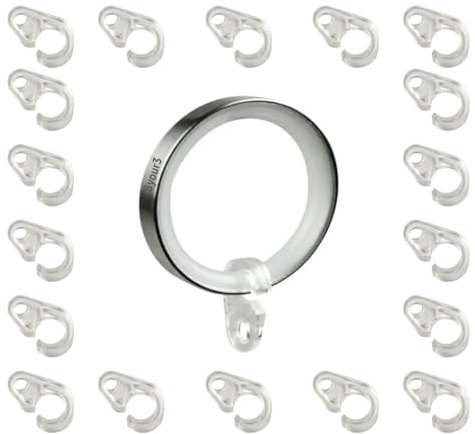 Byour3-55 Ganchos para Cortinas con Anillas - Ojal Barras de Cortina Extensibles Ojales Transparentes Cortinas Salón Cocina Cortinas Camión Caravana Ganchos Blanco Riel (Diámetro 7 mm, 55 uds)